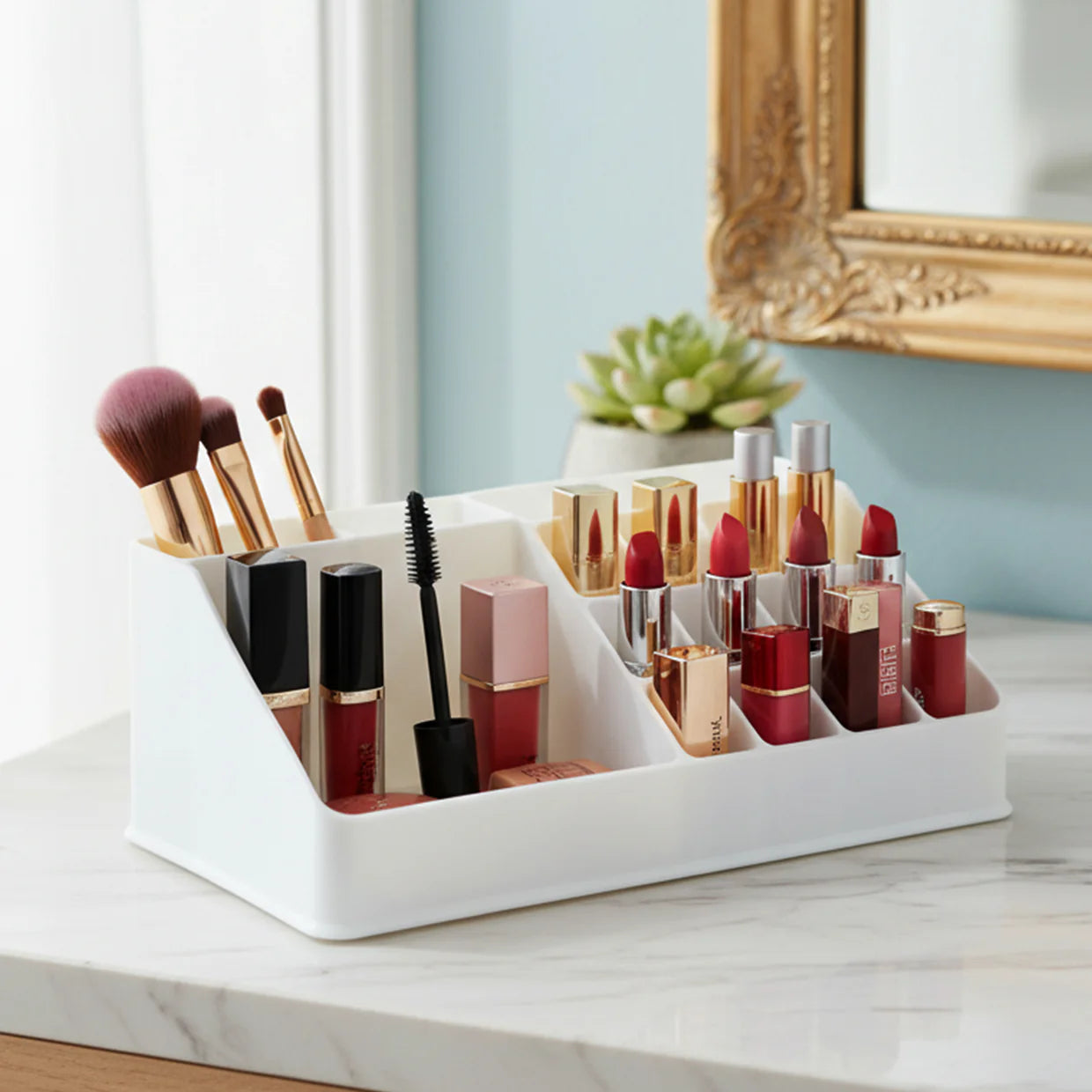 Happyclick Multipurpose Makeup Organizer Storage Box with Compartments