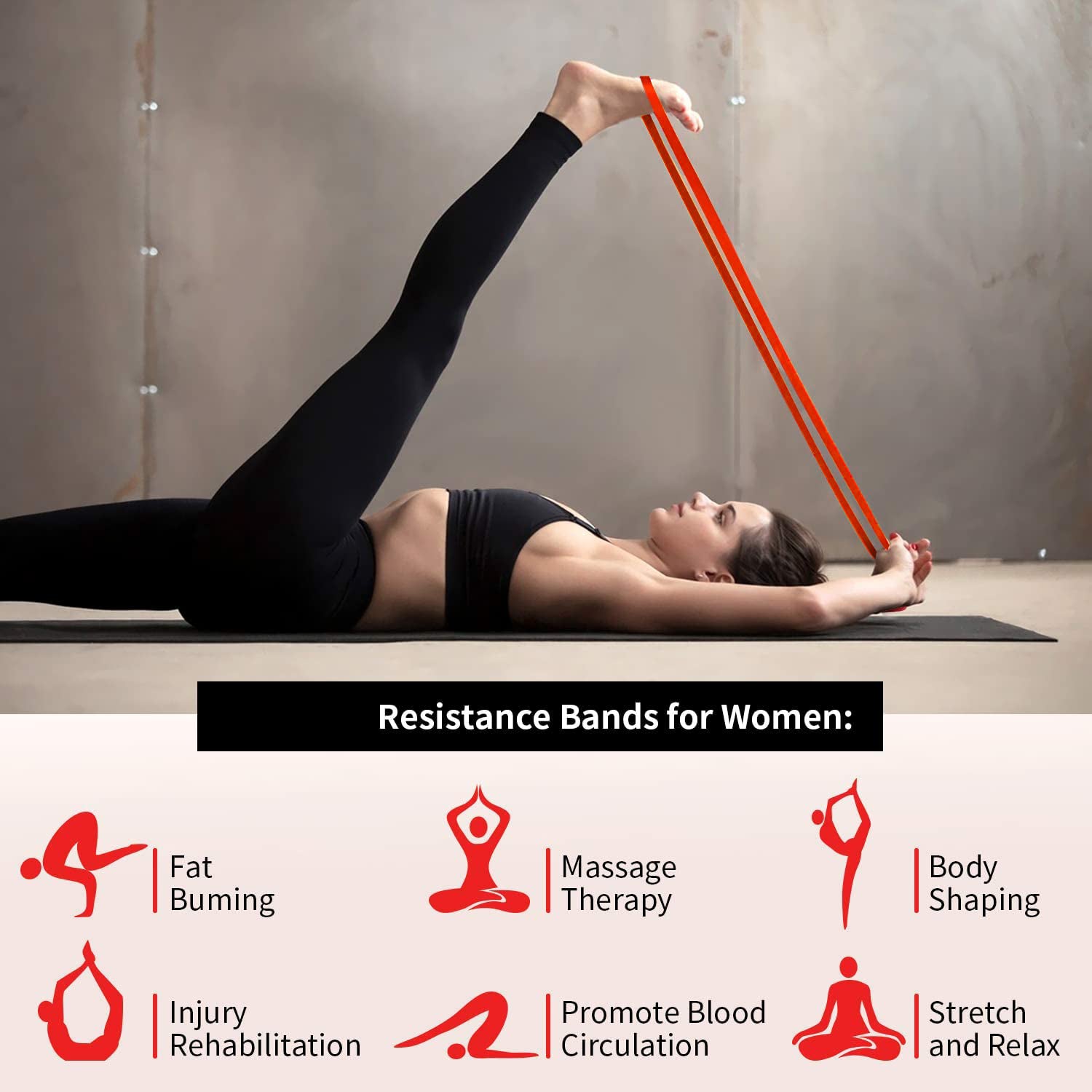 Resistance exercise band rolled up for convenient storage