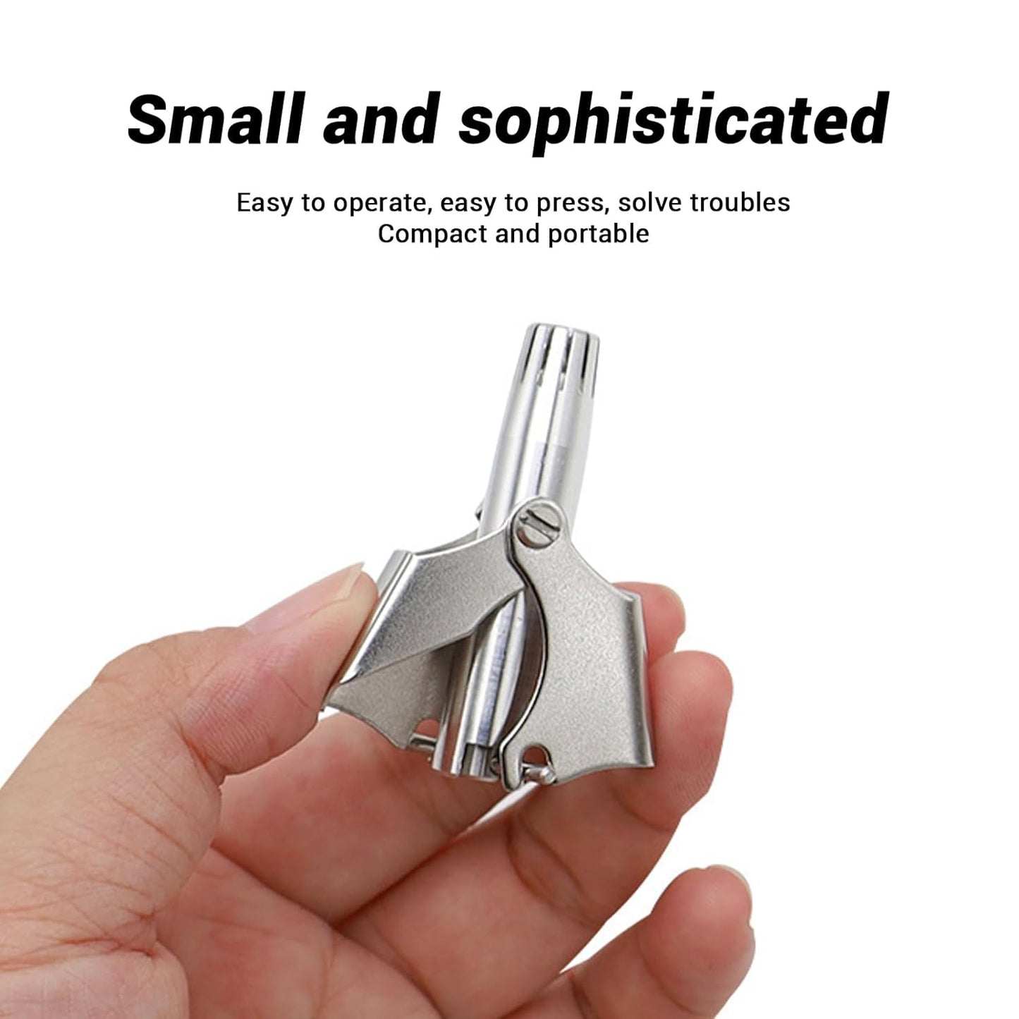 Compact and portable stainless steel nose hair remover with case