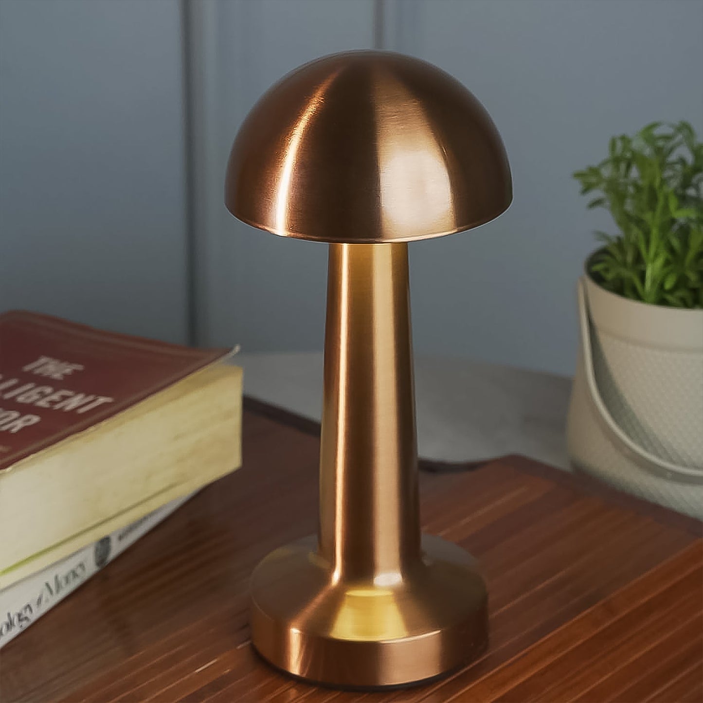Rechargeable LED desk lamp with sleek aluminium body and non-slip silicone base