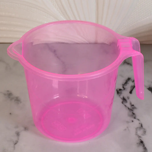 Happyclick Plastic Round Transparent Bath Water Mug (1 Pc / 1200 ML / Mix Color) - HappyClick