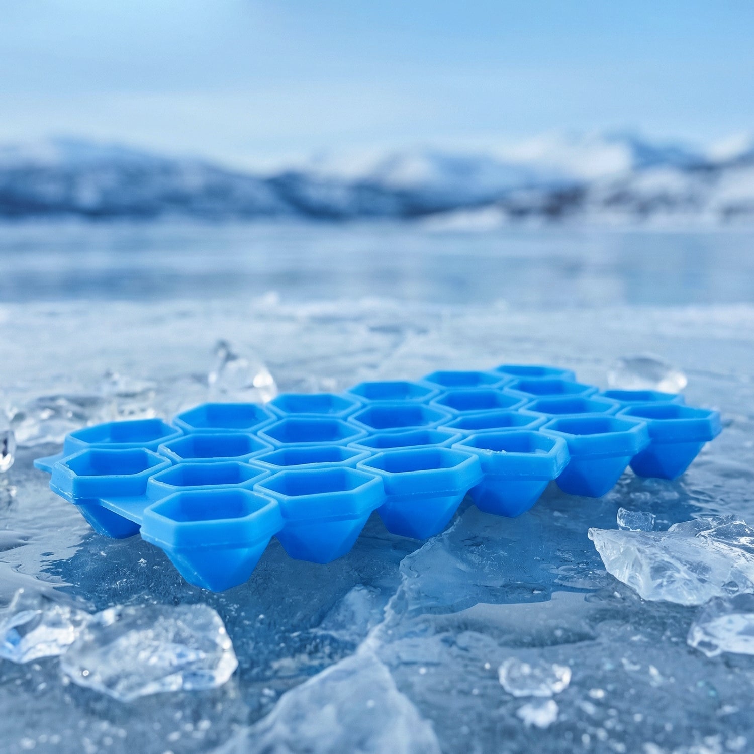 Compact silicone ice cube tray for freezer, BPA-free material