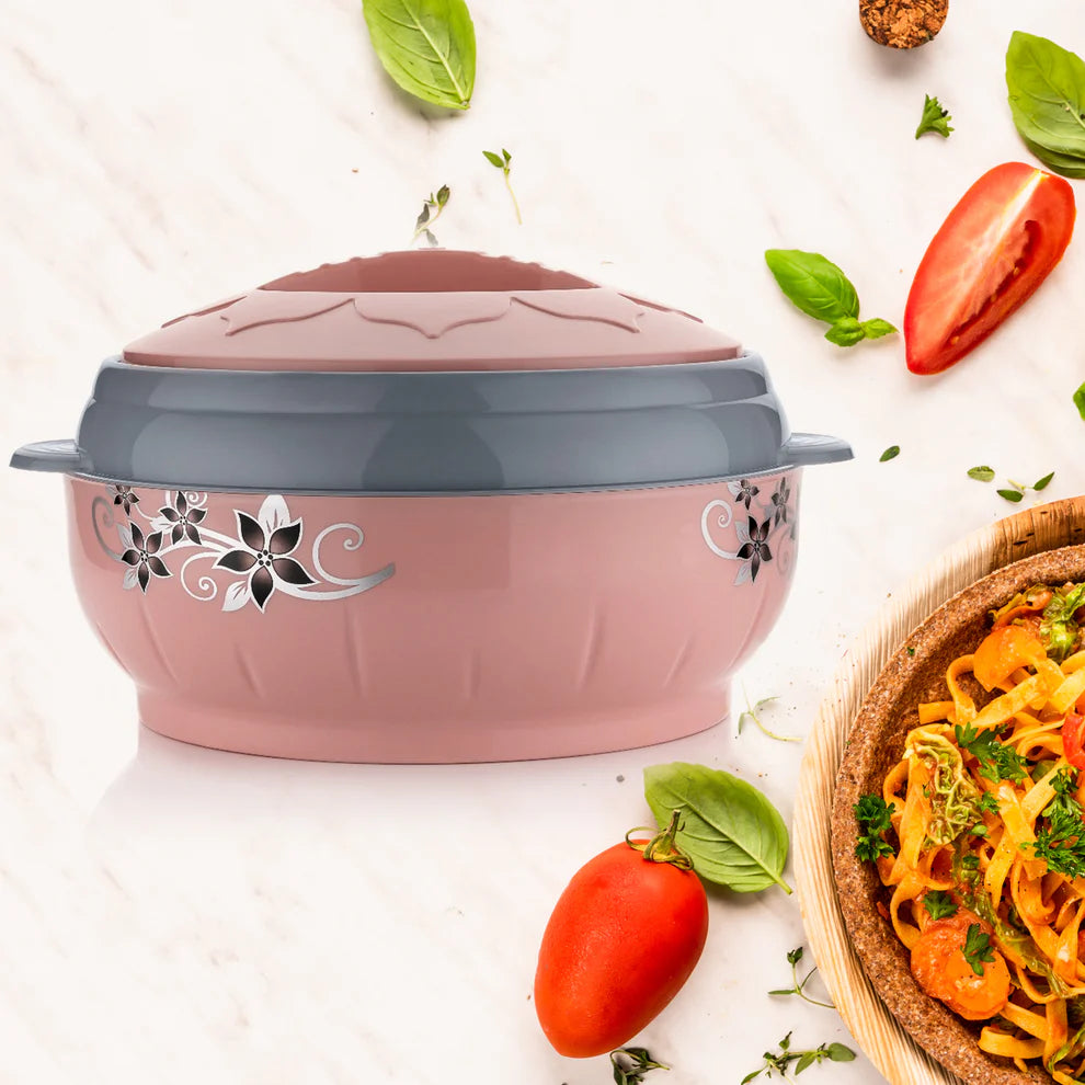 Happyclick 4500ml Insulated Casserole Box (Steel): Floral Print, Keeps Food Hot/Cold