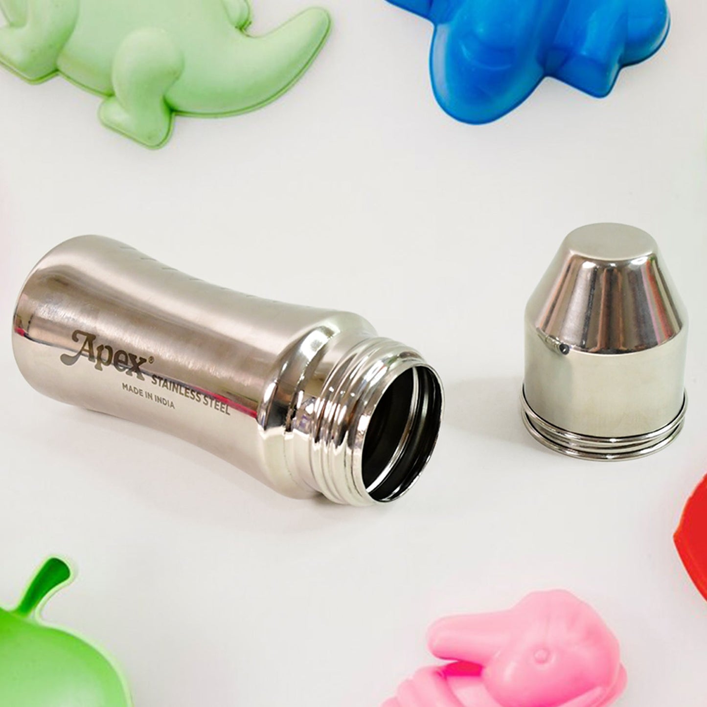 Little Champ stainless steel baby feeding bottle with anti-colic features