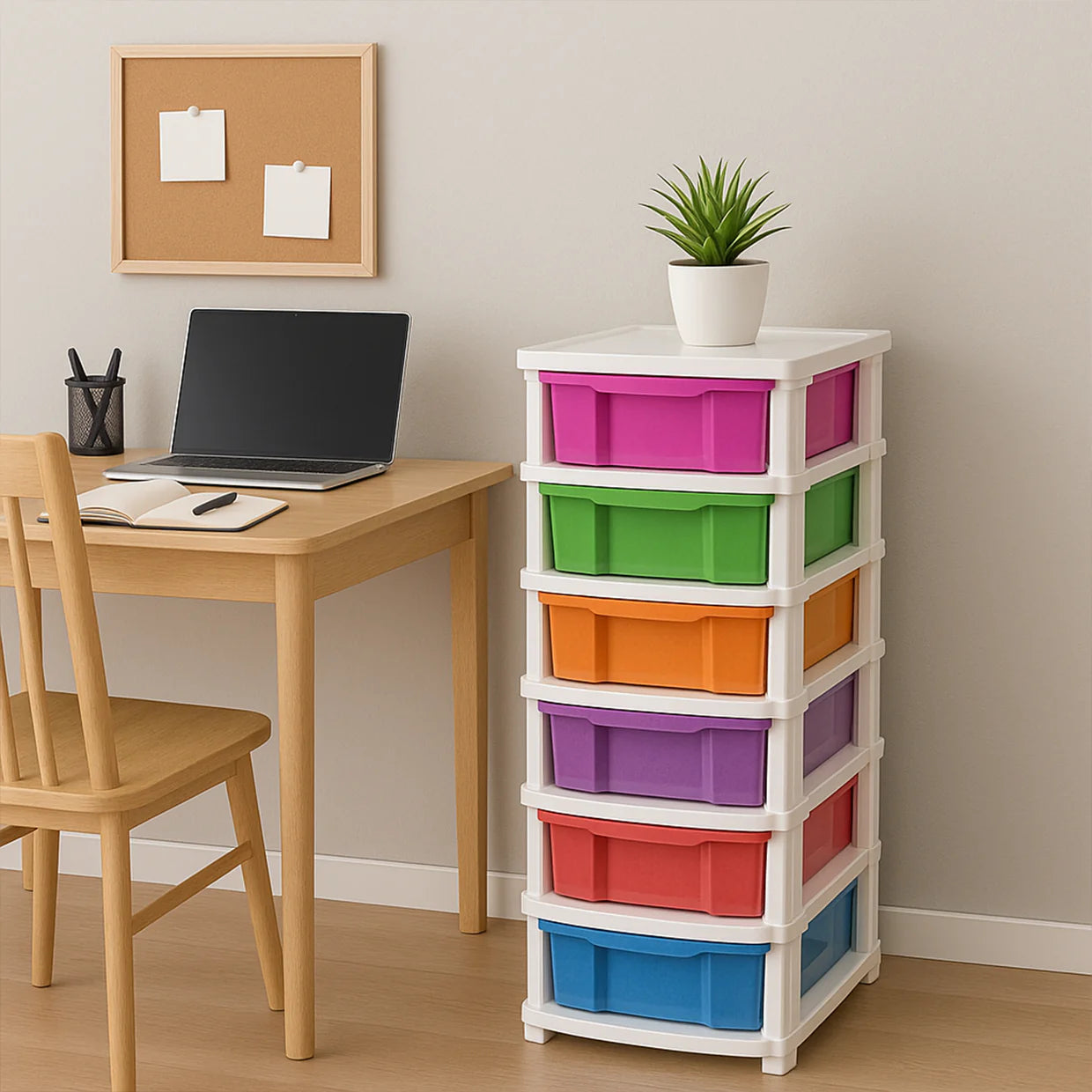 HappyClick 6-Layer Multi-Colored Plastic Storage Drawer Cabinet - Durable & Spacious