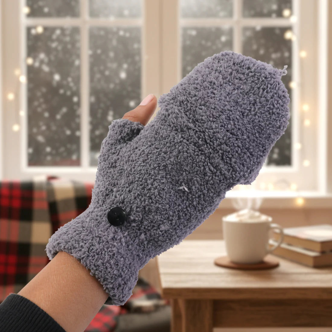 Happyclicki Winter Fingerless Gloves – Soft Warm Hand Protection for Men & Women