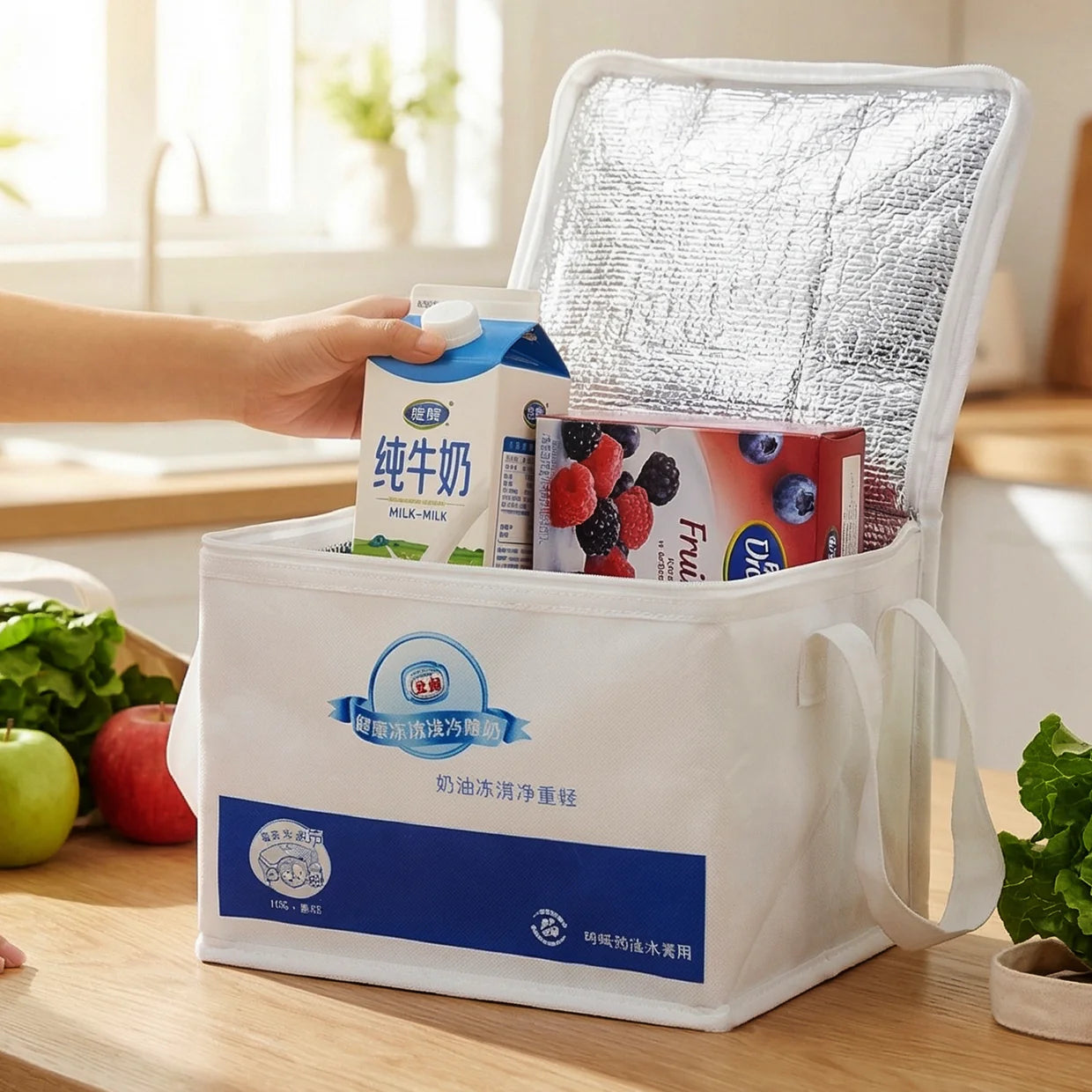 Happyclick Portable Insulated Lunch Bag with Zipper Closure 16x19x21 Cm