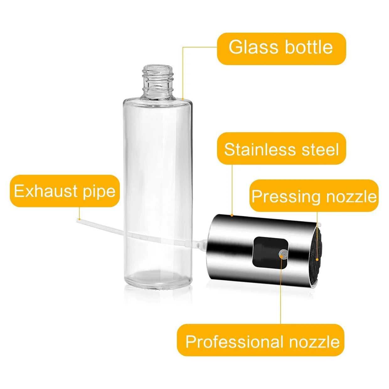 Happyclick Oil Sprayer Dispenser Glass Bottle for Cooking & Multi-Use