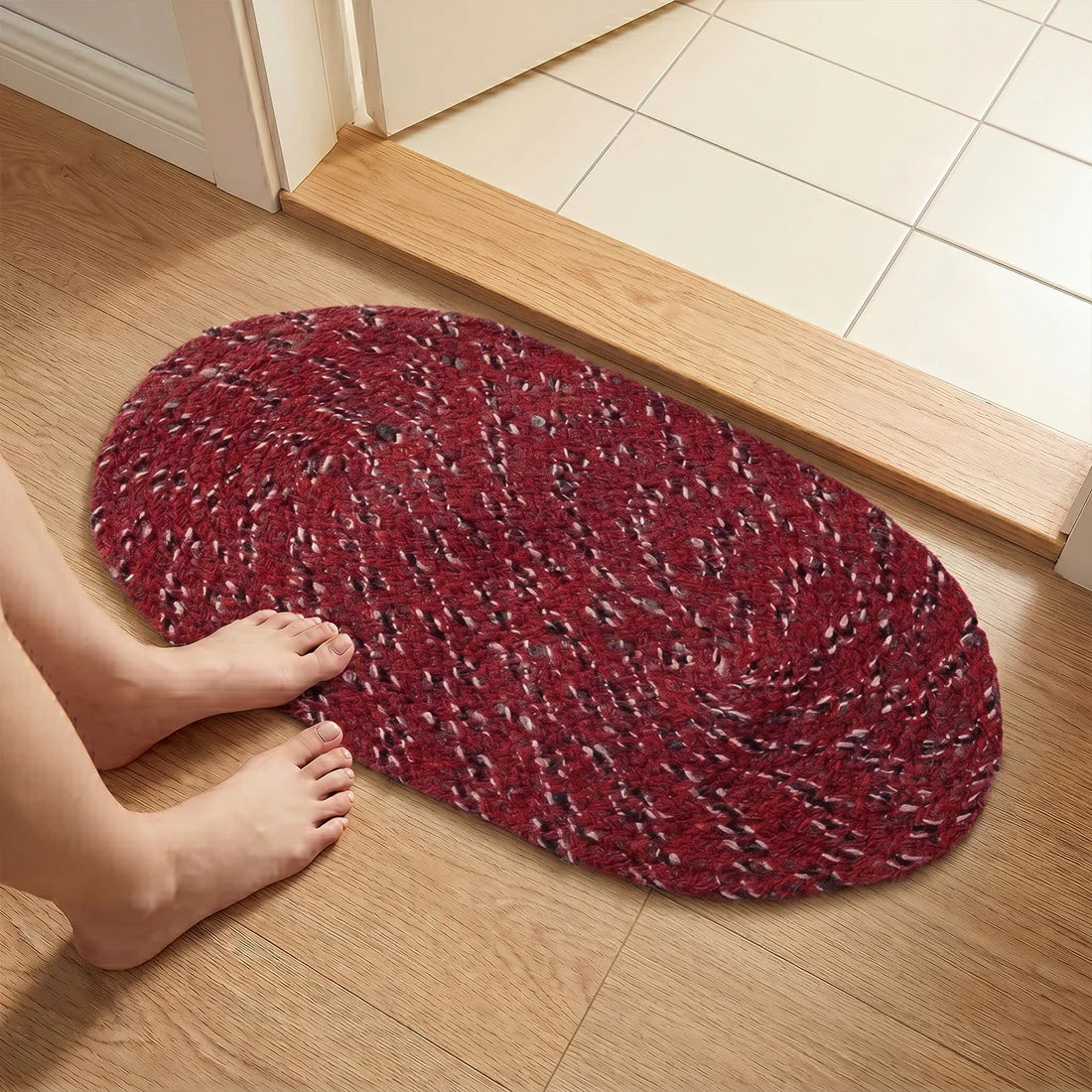 Happyclick multi color Oval Non-Slip Floor Mat – Durable & Soft for Indoor Use