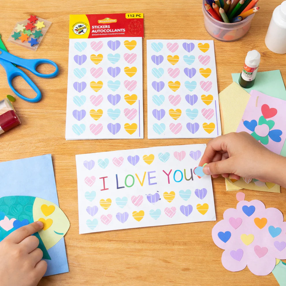 Happyclick Colorful Heart Shape Decorative Sticker Set (4 Sheets, 112 Pc) - HappyClick