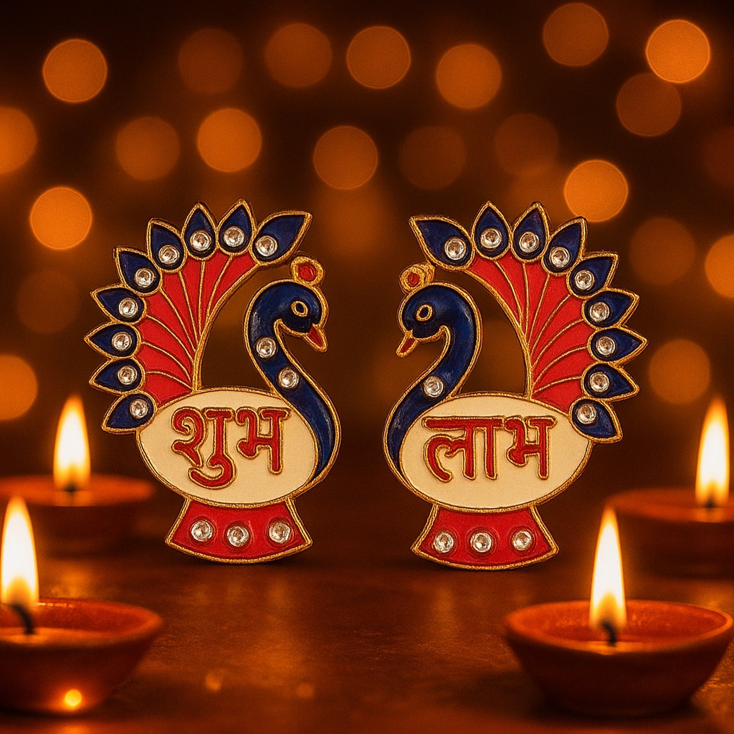 Decorative Peacock Wall Hanging embellished with sparkling stones