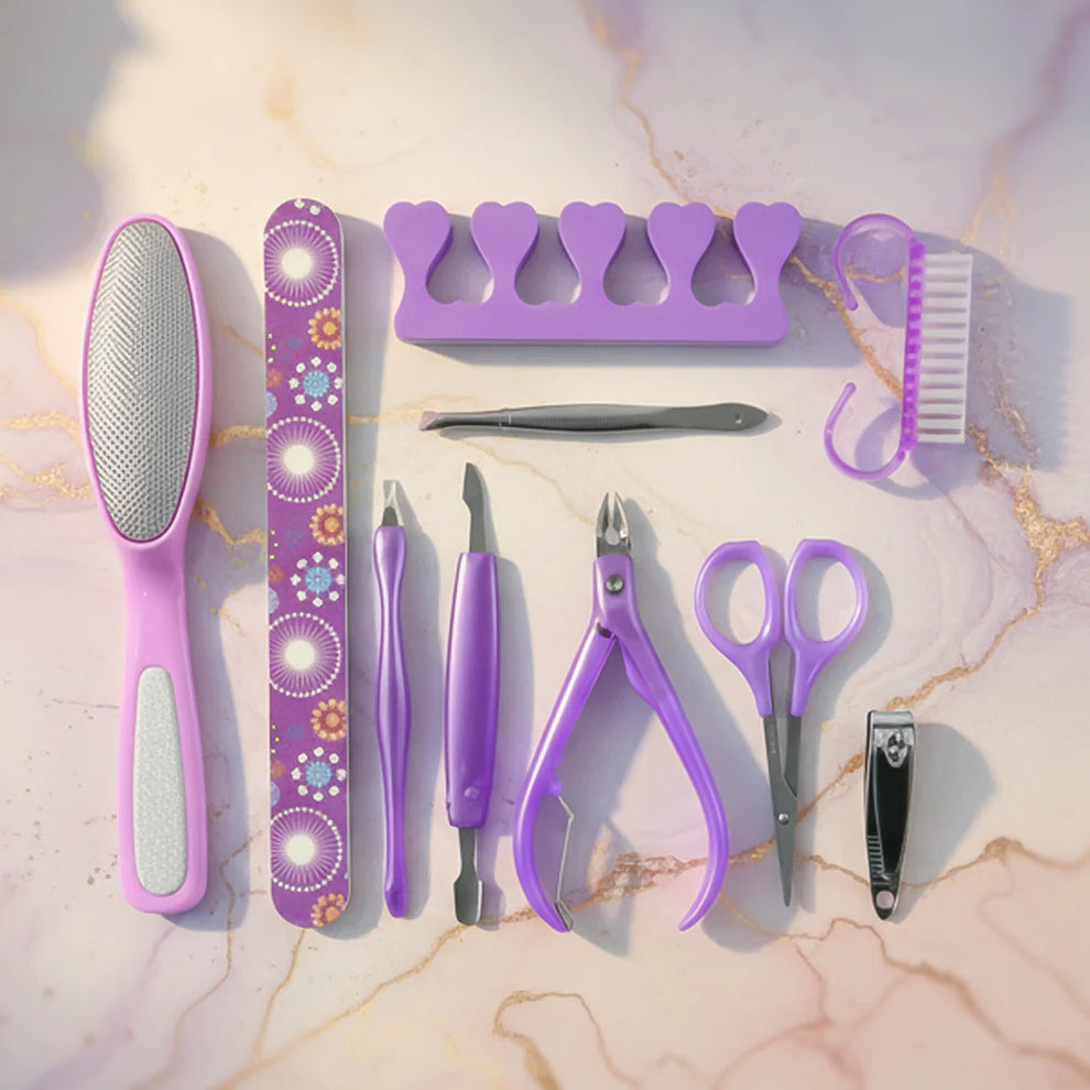 Happyclick Personal Grooming Manicure & Pedicure Nail Care Tool Set (10 Pc Set) - HappyClick