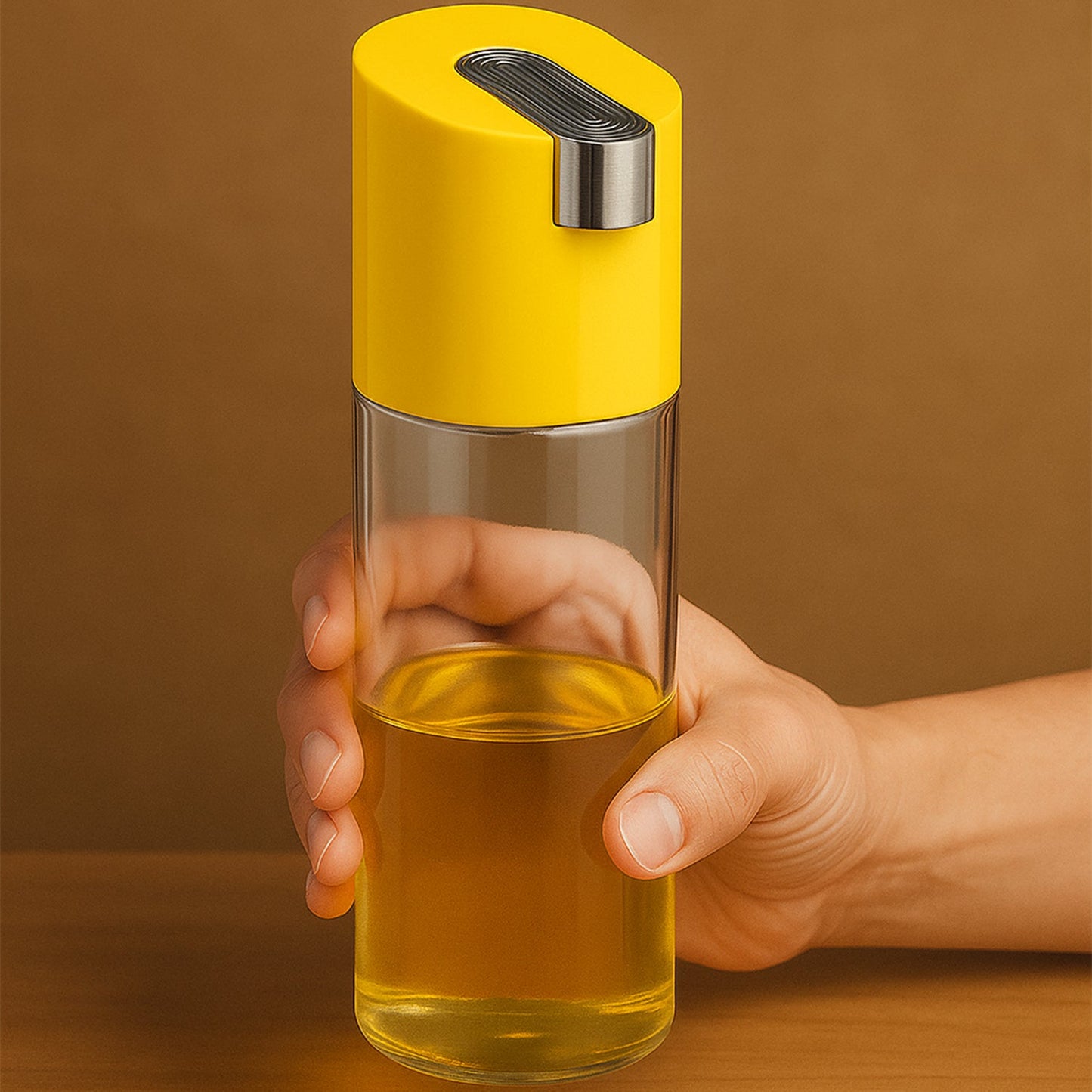 500 ml oil dispenser bottle with one-touch pour spout and airtight lid