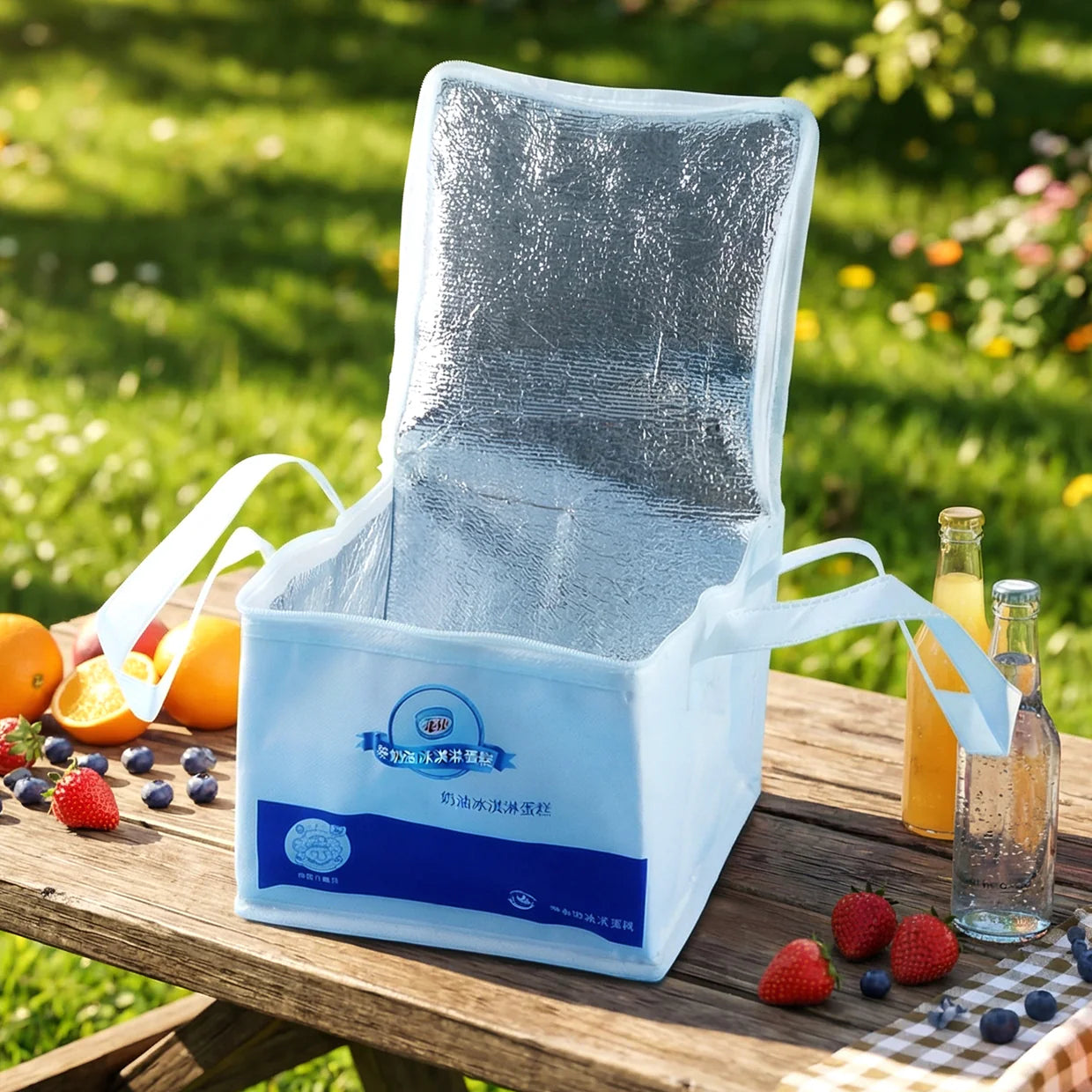 Happyclick Portable Insulated Lunch Bag with Zipper Closure 16x19x21 Cm