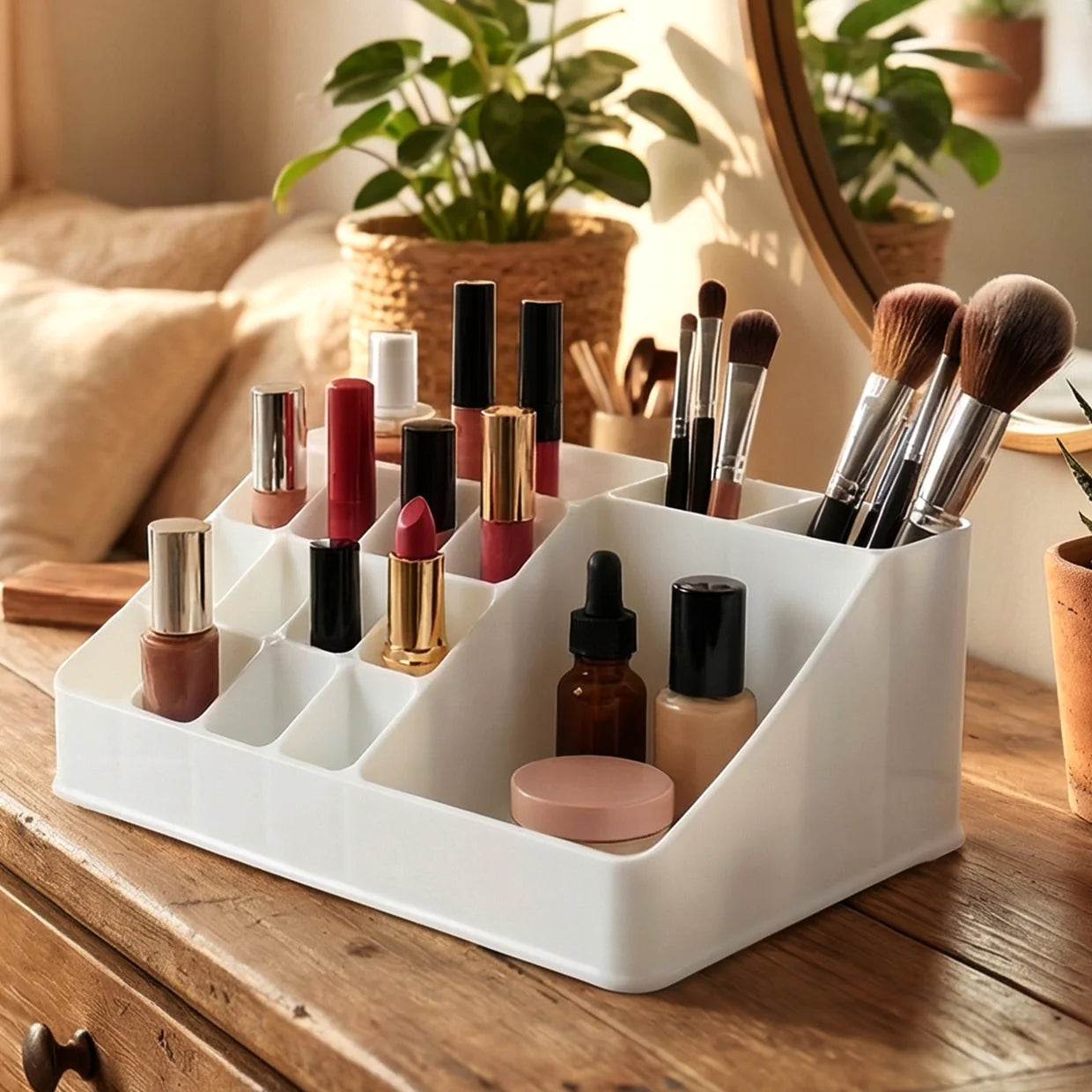 Happyclick Multipurpose Makeup Organizer Storage Box with Compartments