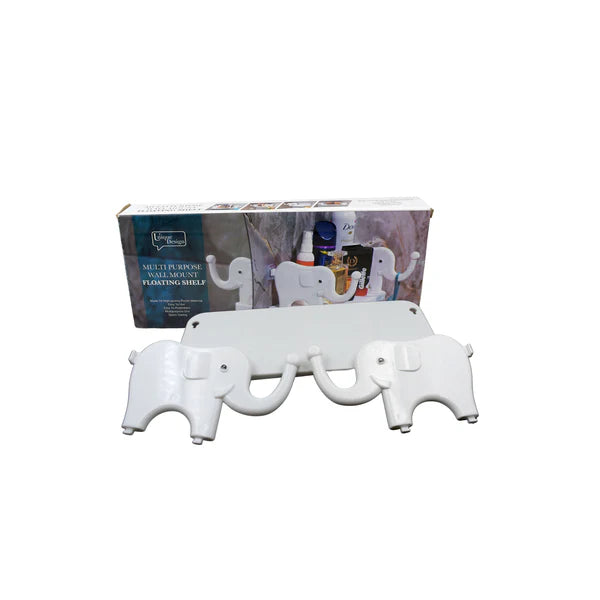 Happyclick Elephant Wall Shelf – No-Punch Organizer for Kitchen & Bathroom | Velvet Organizers