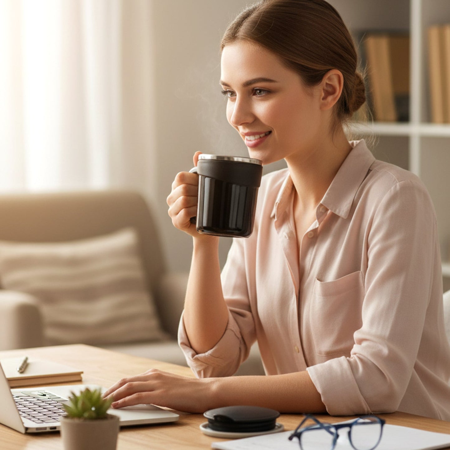 Heat-retention insulated dolphin coffee mug with lid