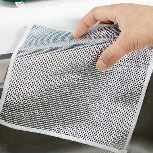 Happyclick Double-Sided Microfiber Cloth & Stainless Steel Scrubber – (1 Pc, 20x20 cm)