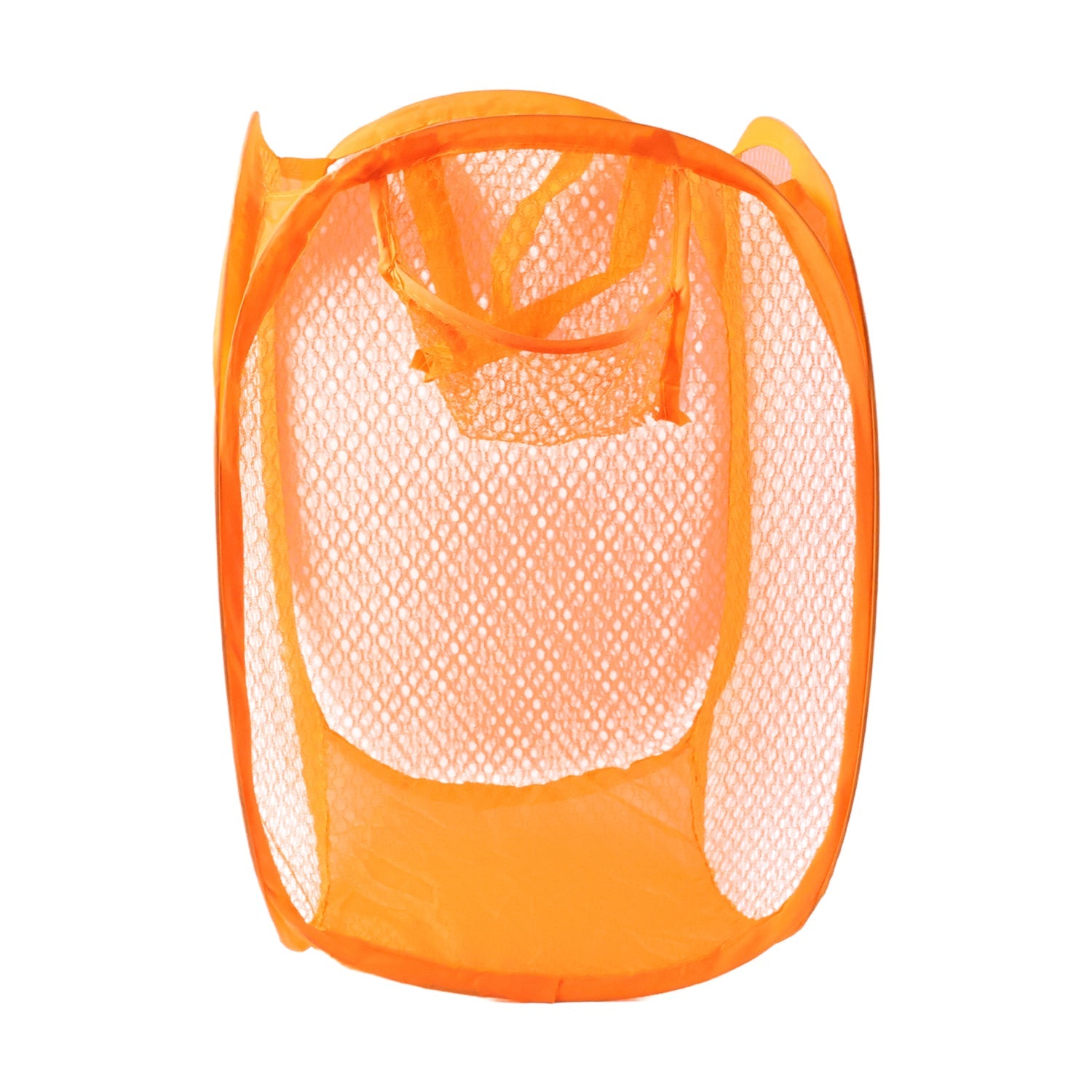 Rectangular foldable laundry hamper made from breathable mesh fabric