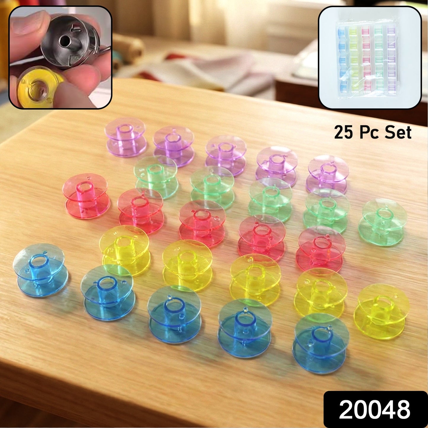 Various thread bobbins for domestic sewing machines in the set