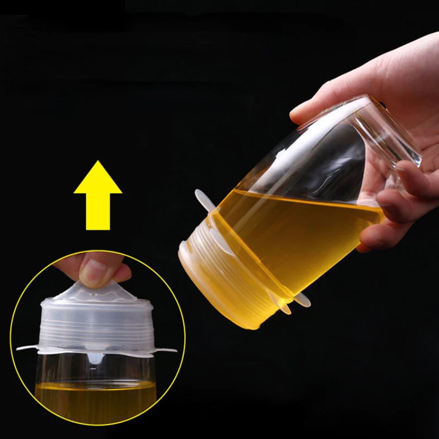 Informative diagram illustrating the dimensions and universal versatility of the silicone food covers.