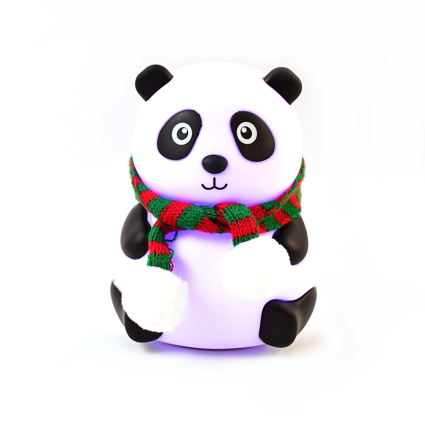 The versatile panda lamp cycling through its vibrant 7-color LED options.