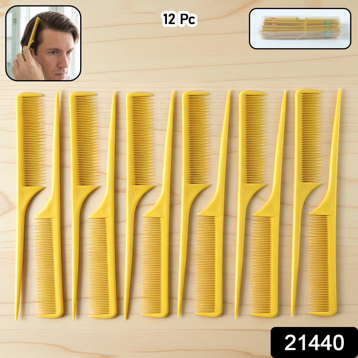Salon use tail comb set for hair sectioning and styling