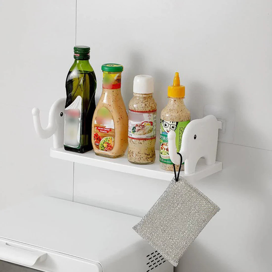 Happyclick Elephant Wall Shelf – No-Punch Organizer for Kitchen & Bathroom | Velvet Organizers