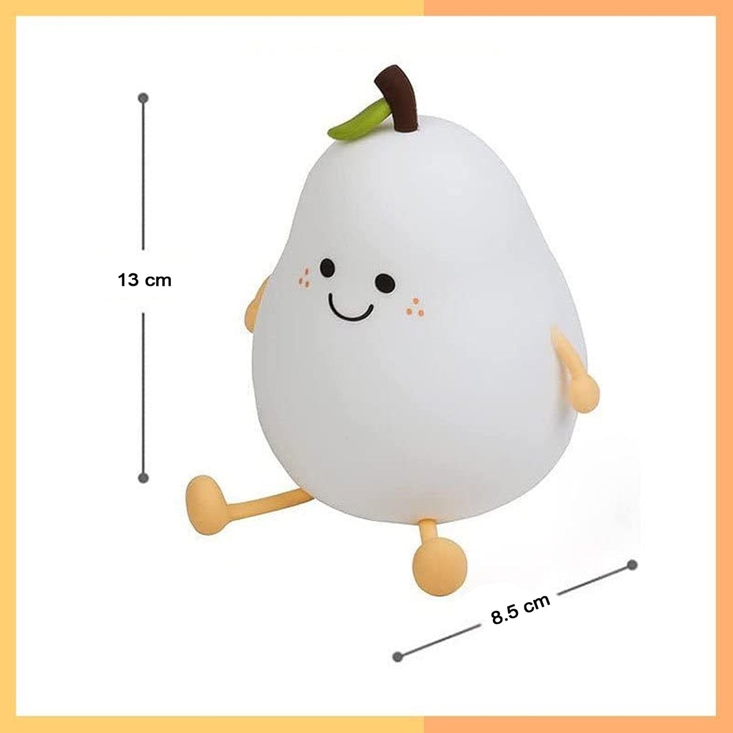 Hand interacting with the touch-sensitive pear silicone night lamp.