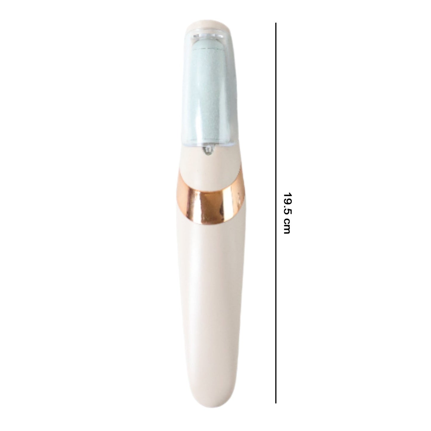 Top view of the sleek Flewless Pedi electronic foot file, ready for use.