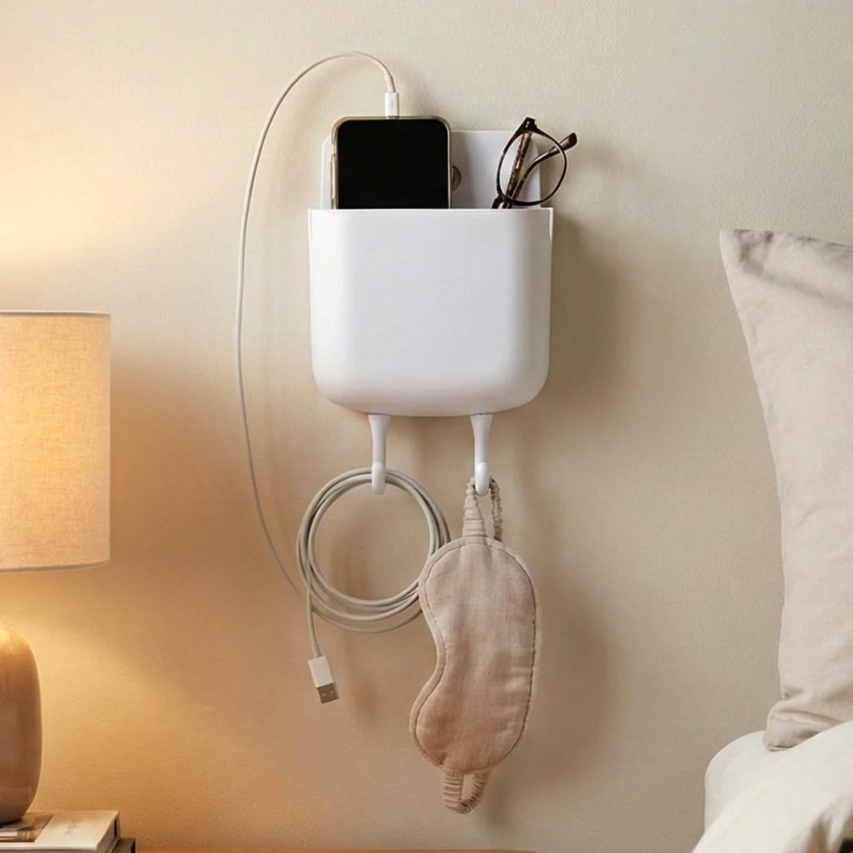 Happyclick Multi-Purpose Plastic Wall Mounted Mobile Charging Holder (1 Pc) - HappyClick