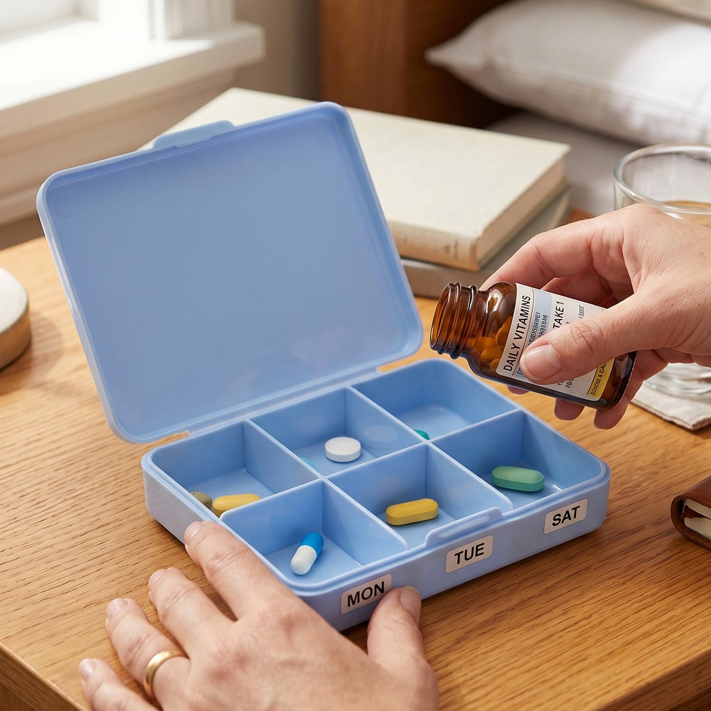 Medicine box effectively organizing pills for daily and weekly medication routines.