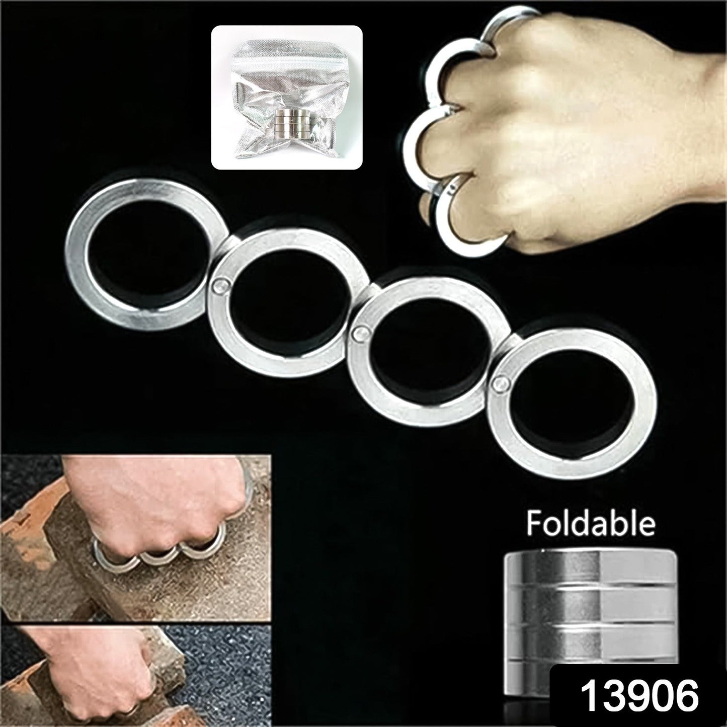 Stylish 4-finger rotating fidget ring shown in an outdoor setting for active stress relief.