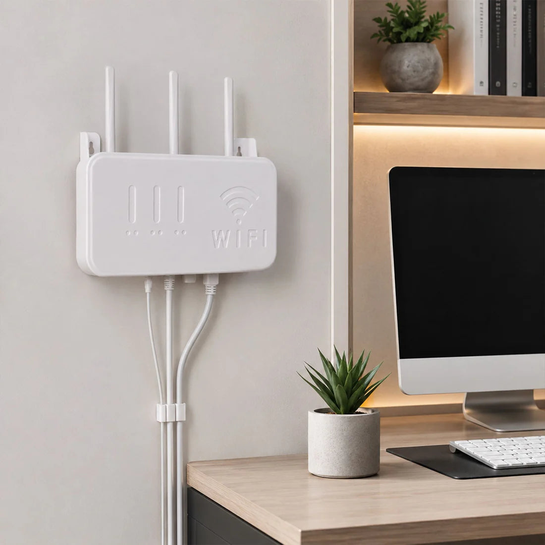 Happyclick Wall Mount WiFi Router Holder – Space-Saving Cable Management Solution