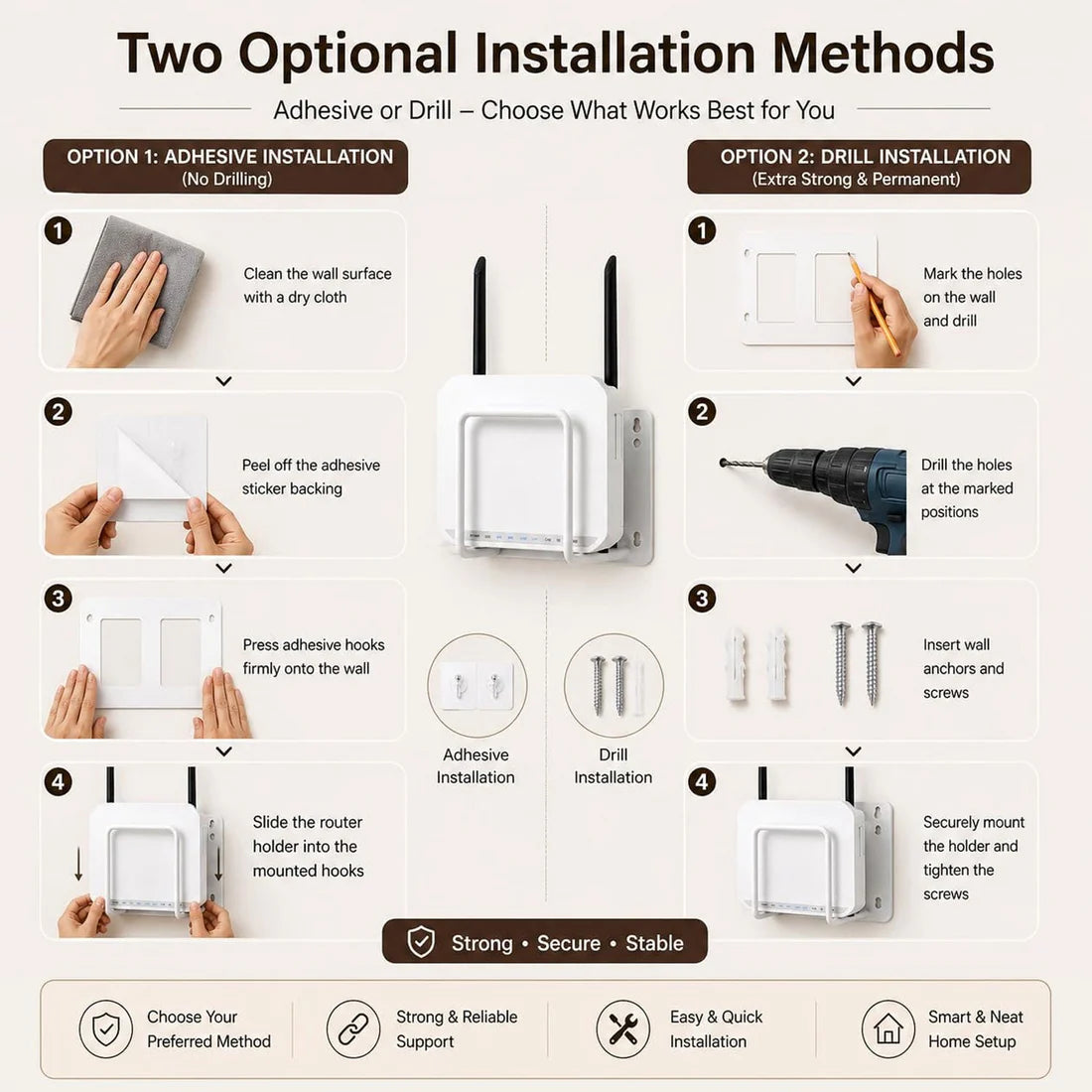 Happyclick WiFi Router Wall Mount Bracket – Space-Saving & Easy to Install