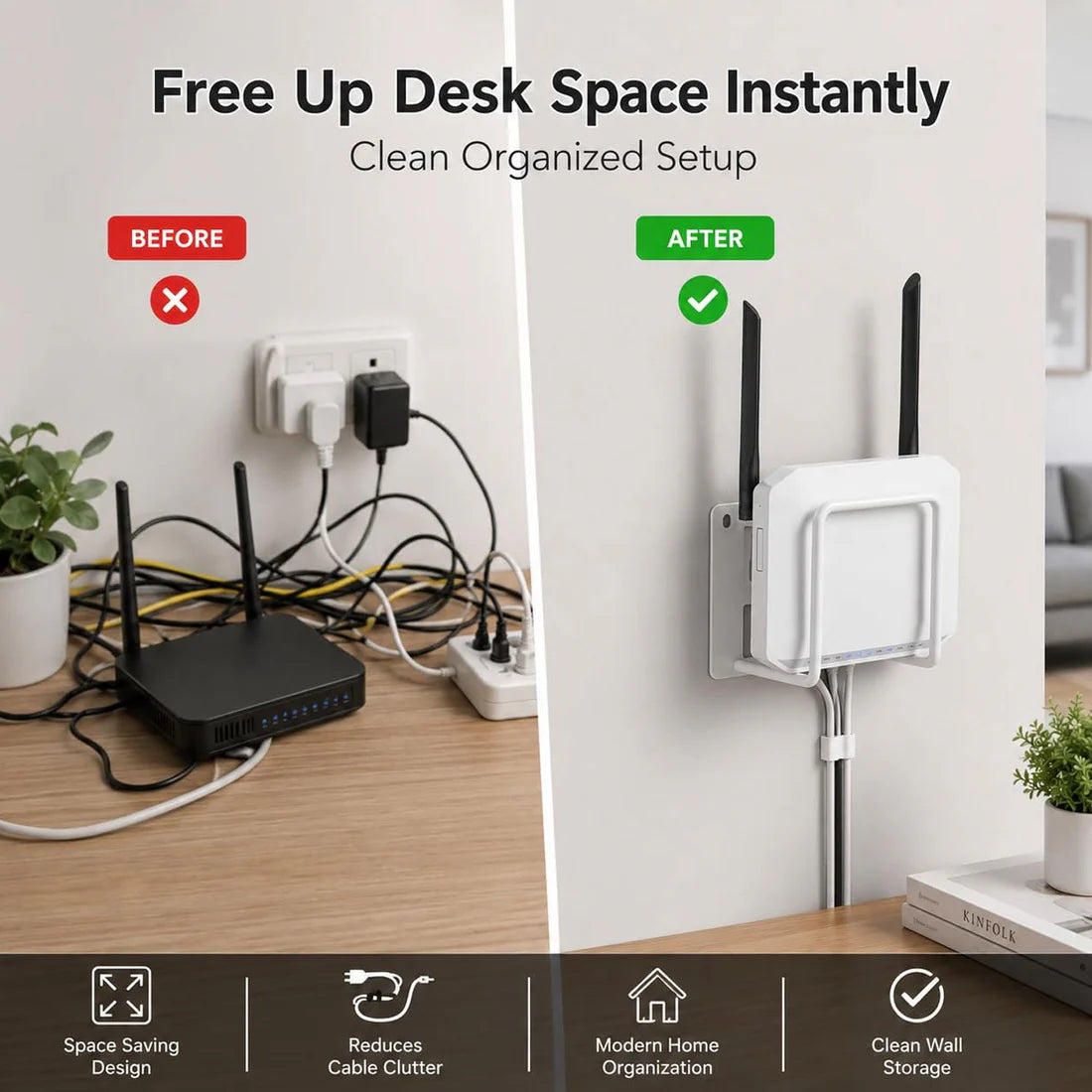 Happyclick WiFi Router Wall Mount Bracket – Space-Saving & Easy to Install