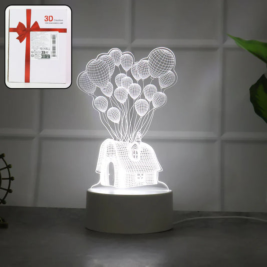 Happyclick 3D Illusion LED Night Lamp with House and Balloons Design