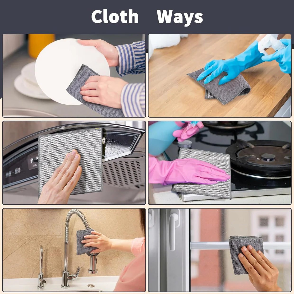 Happyclick Double-Sided Microfiber Cloth & Stainless Steel Scrubber – (1 Pc, 20x20 cm)