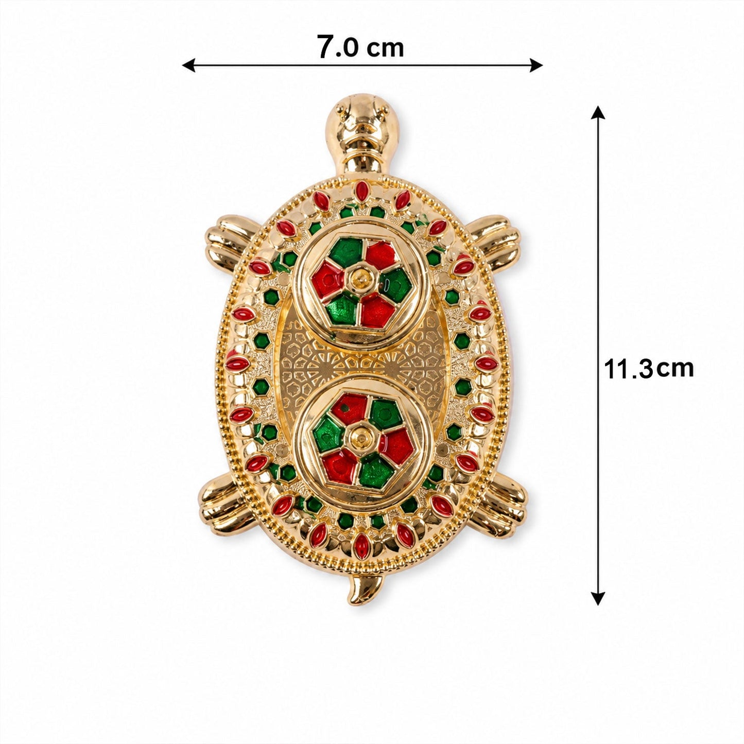 Size guide for tortoise-shaped kumkum holder