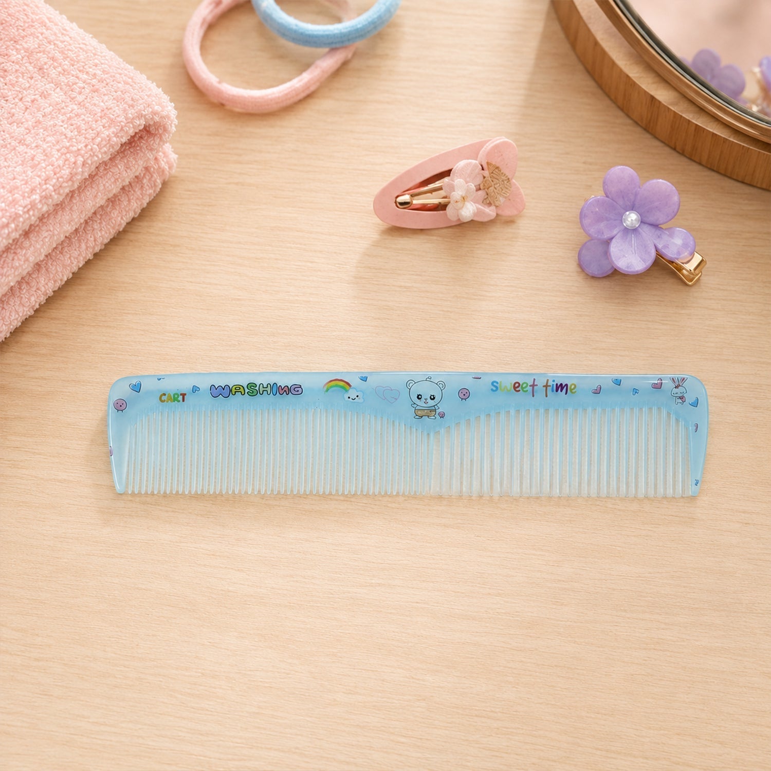 Wide tooth and fine tooth hair comb for smooth styling