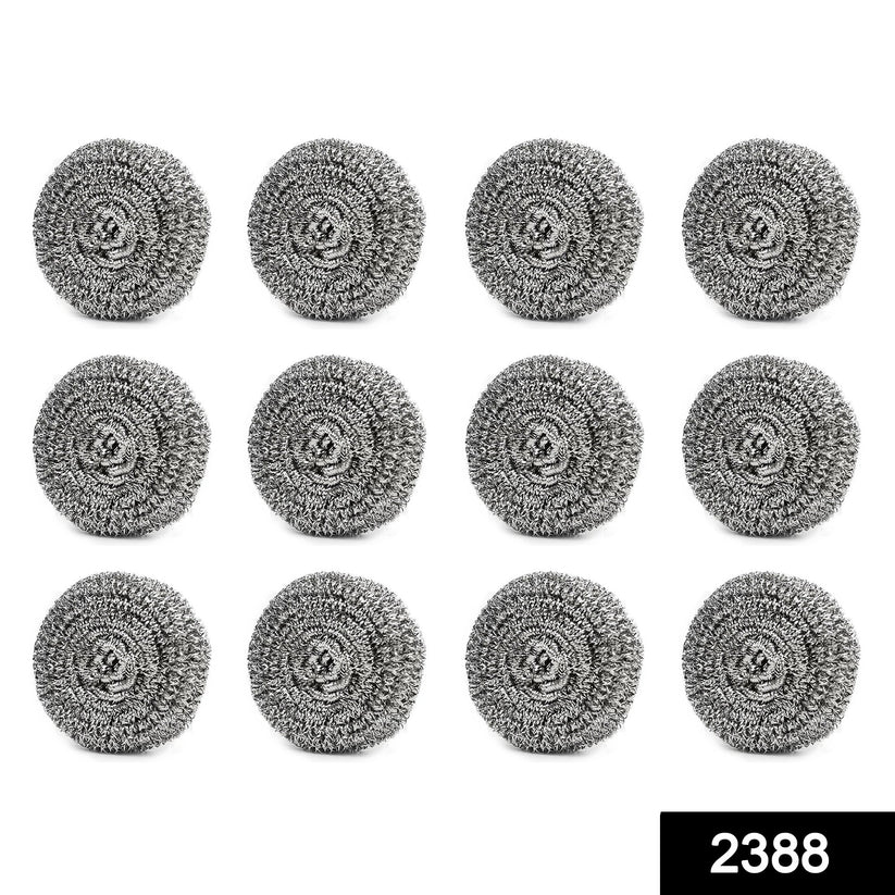 Happy click Round Shape Stainless Steel Ball Scrubber (Pack of 12) - HappyClick