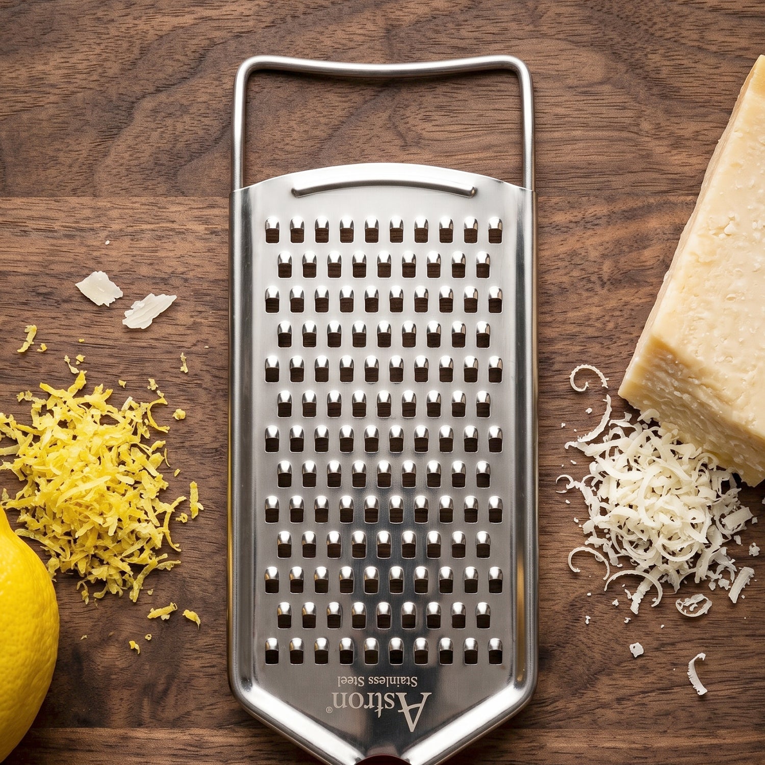 Stainless steel zesting and grating tool