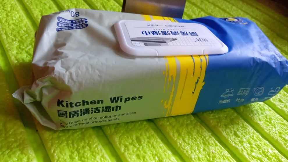 Happyclick Strong Decontamination Kitchen Cleaning Wet Wipes for Grease & Glass (80 Pcs)