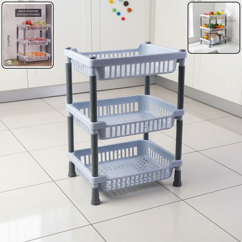Happyclick 3-Layer Multipurpose Kitchen Storage Basket Rack - HappyClick