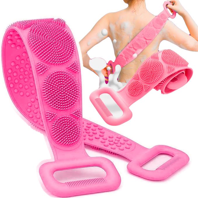Happyclick Silicone Body Back Scrubber – Double-Sided Bath Brush for Deep Cleaning - HappyClick