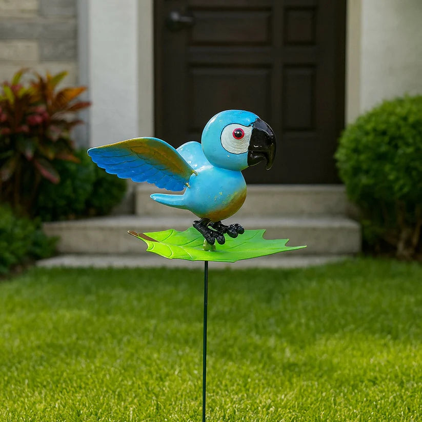 Happyclick Blue Metal Parrot Garden Stake for Outdoor Décor ( 1 PC) - HappyClick