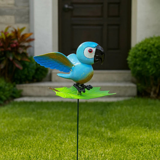 Happyclick Blue Metal Parrot Garden Stake for Outdoor Décor ( 1 PC) - HappyClick