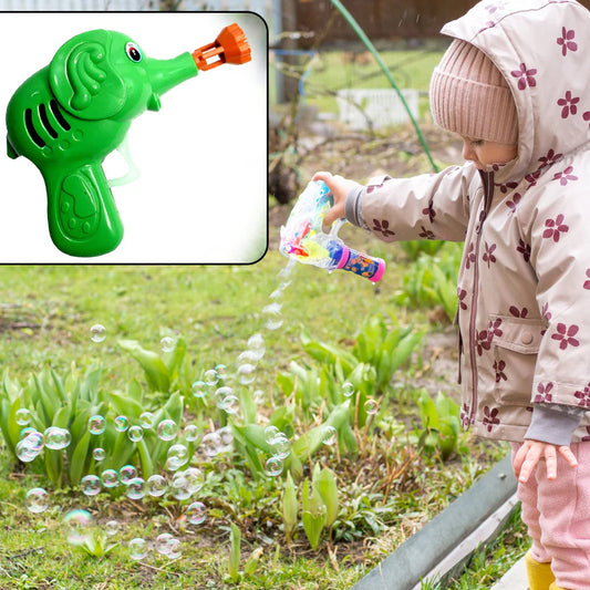 HAPPYCLICK Elephant Hand-Press Bubble Gun Toy with Bubble Liquid Bottle for Kids - HappyClick