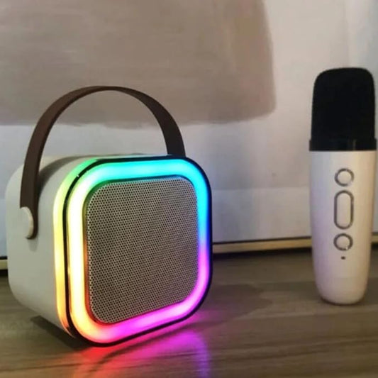 HappyClick K12 LED Color-Changing Karaoke Microphone 48W Bluetooth Party Speaker with 16W Bluetooth Speaker Best Gift for Anyone