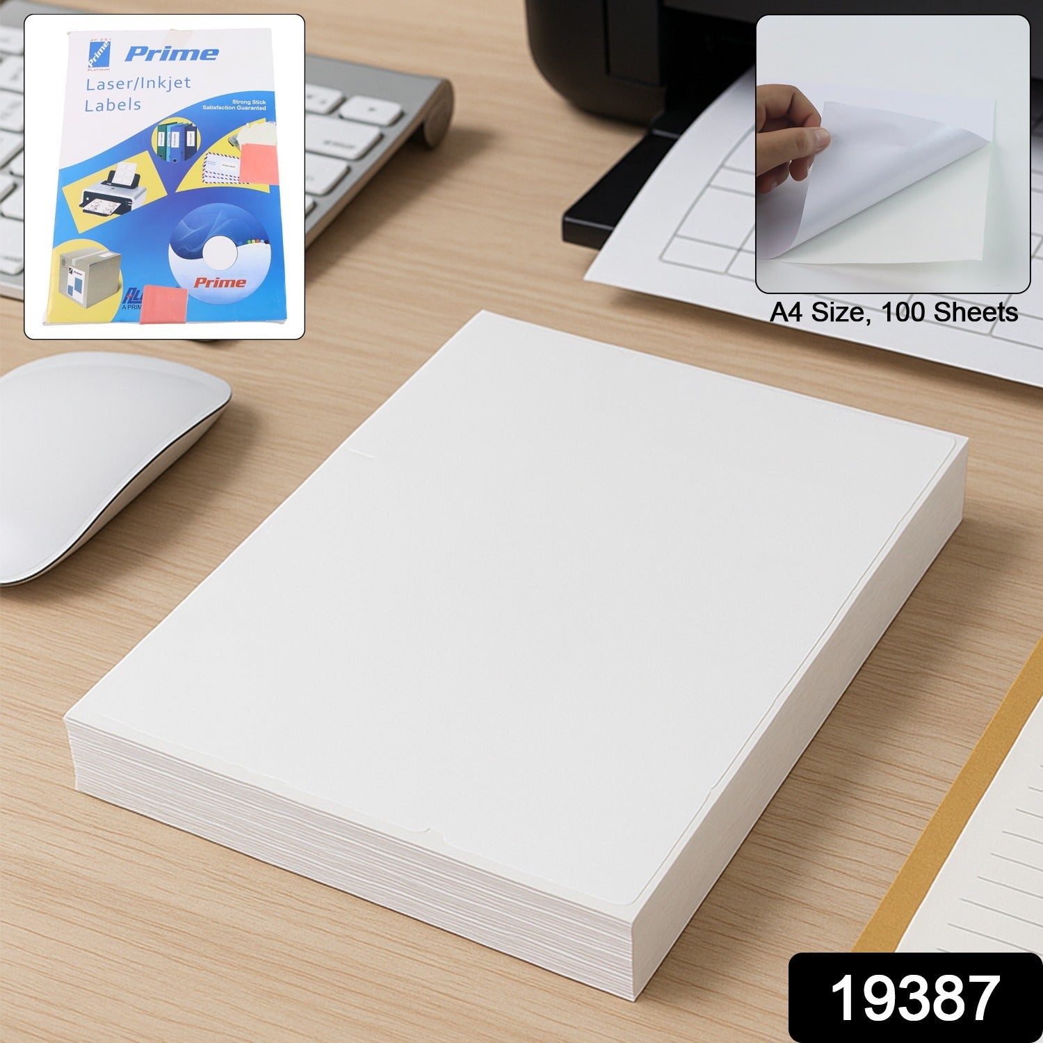 Close-up of Pro Stick A4 white printable label sheets showing smooth surface